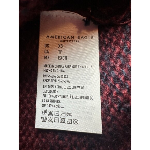 AMERICAN EAGLE Fuzzy Red Ombre Stripe Mock Neck Sweater Women's XS NWT - Picture 8 of 11